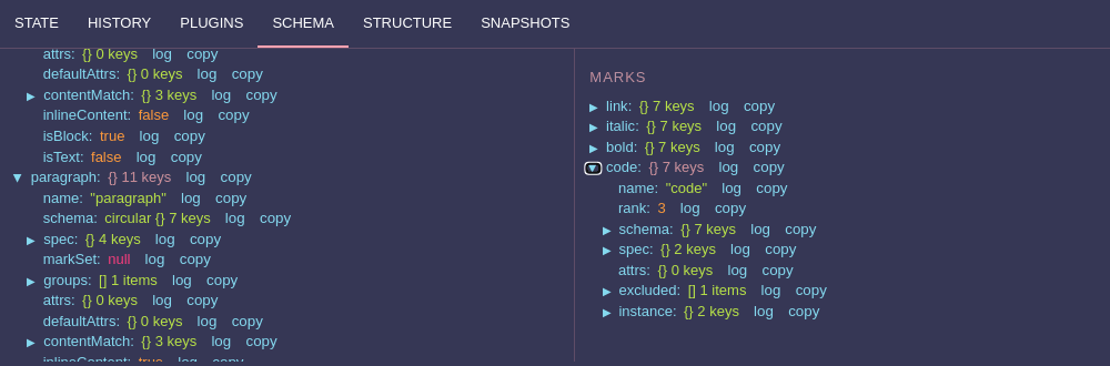 Schema tab