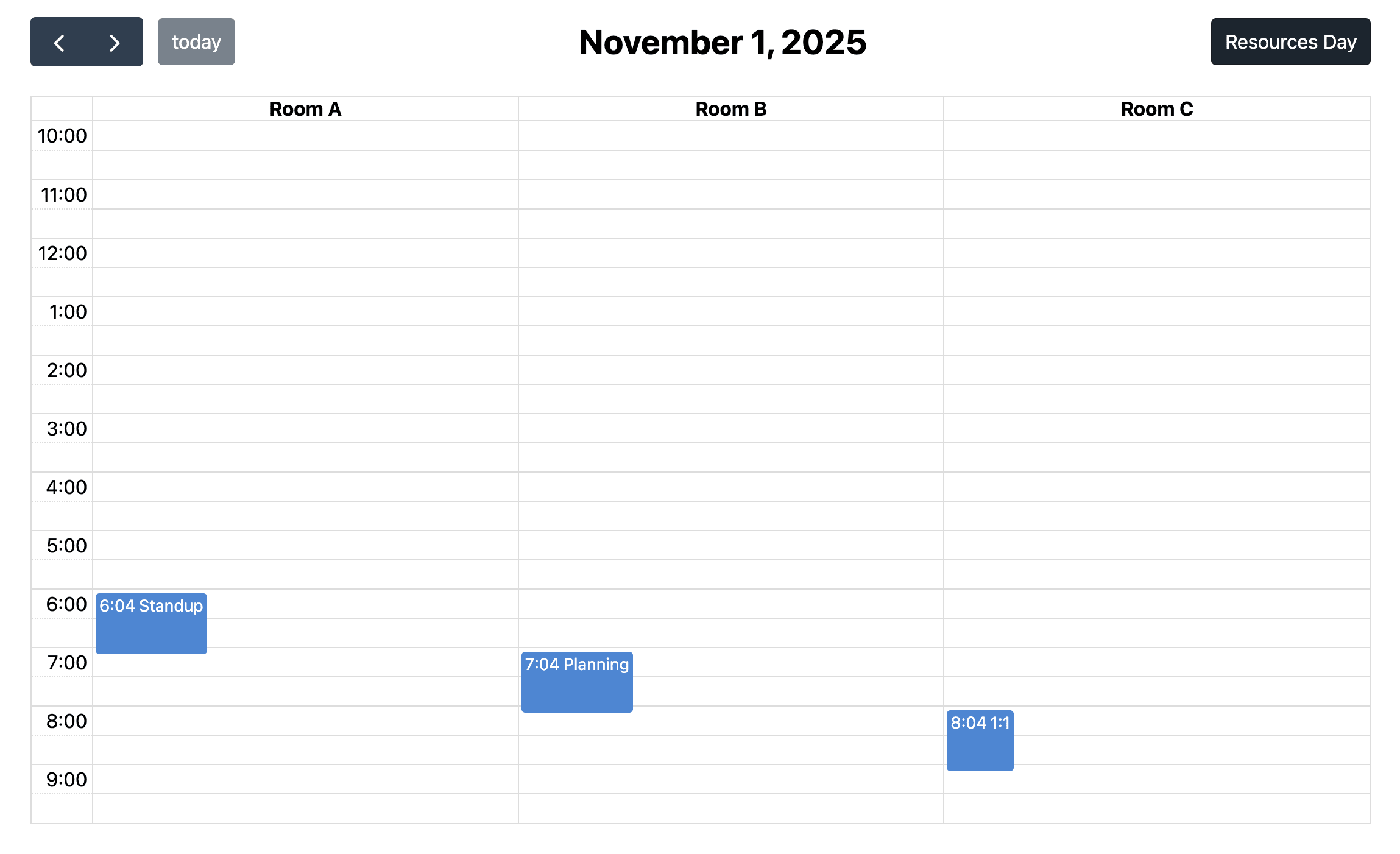 Resources Grid Day View Example