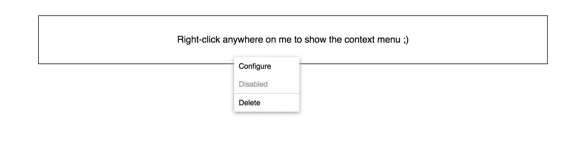 Context Menu after right click