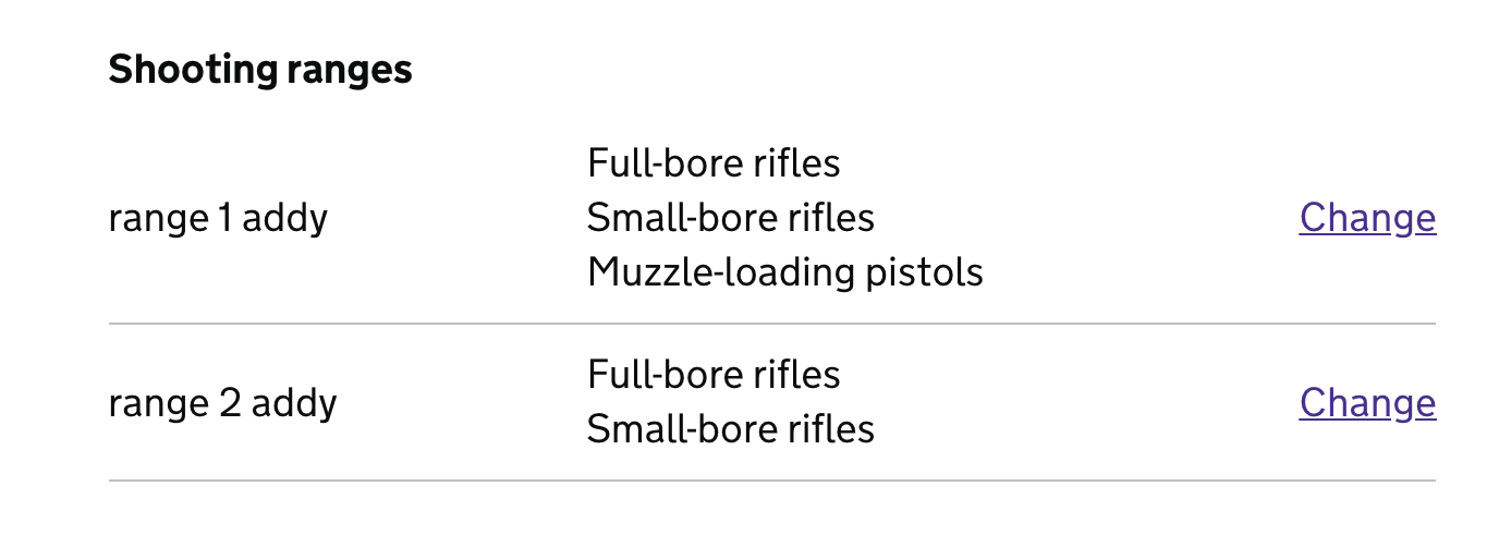 Firearms Summary Page Example