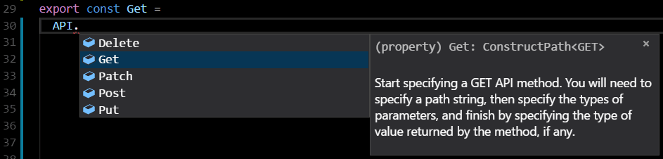 Intellisense shows you the Method options avaialble