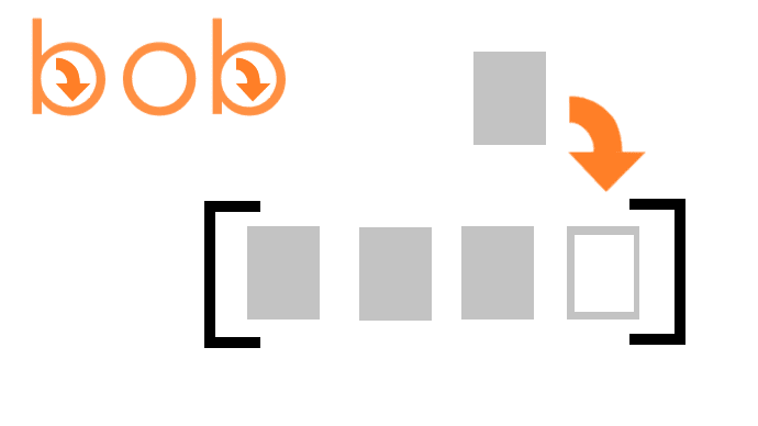 element being bobbed onto the end of an array