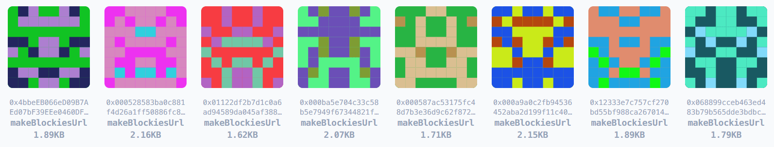 Sample of generated blockies