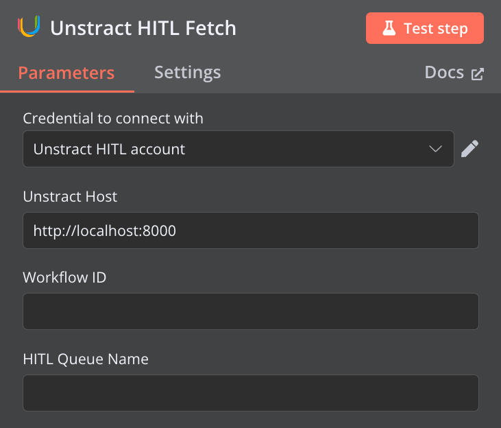HITL Fetch node setup with polling configuration