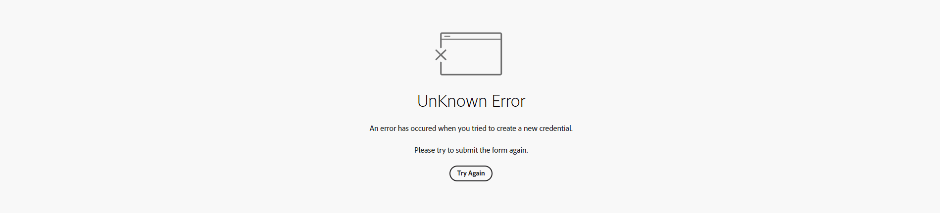 GetCredential.UnknownError