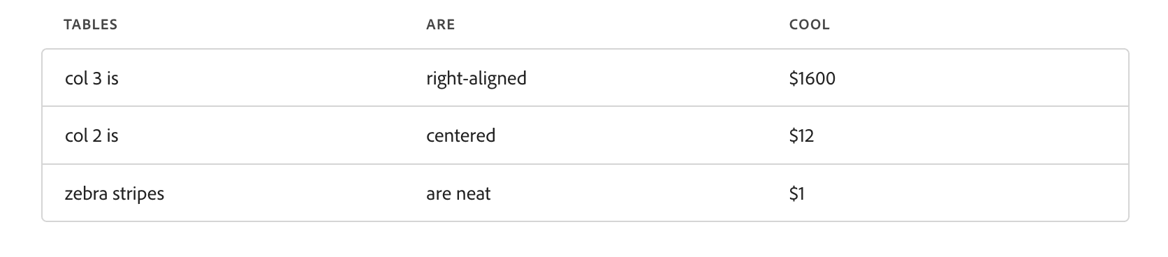 styled markdown table