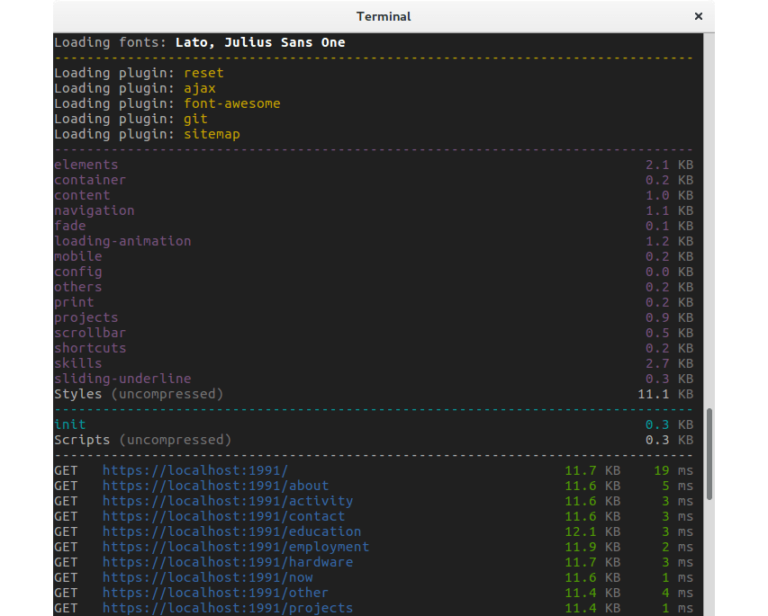 Terminal output