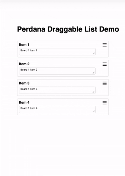 Perdana Draggable List demo