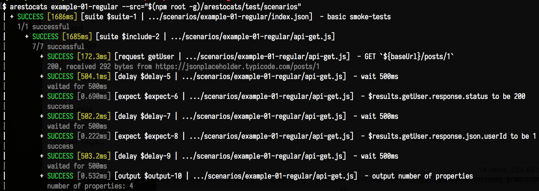 Example of successful aRESTocats test run