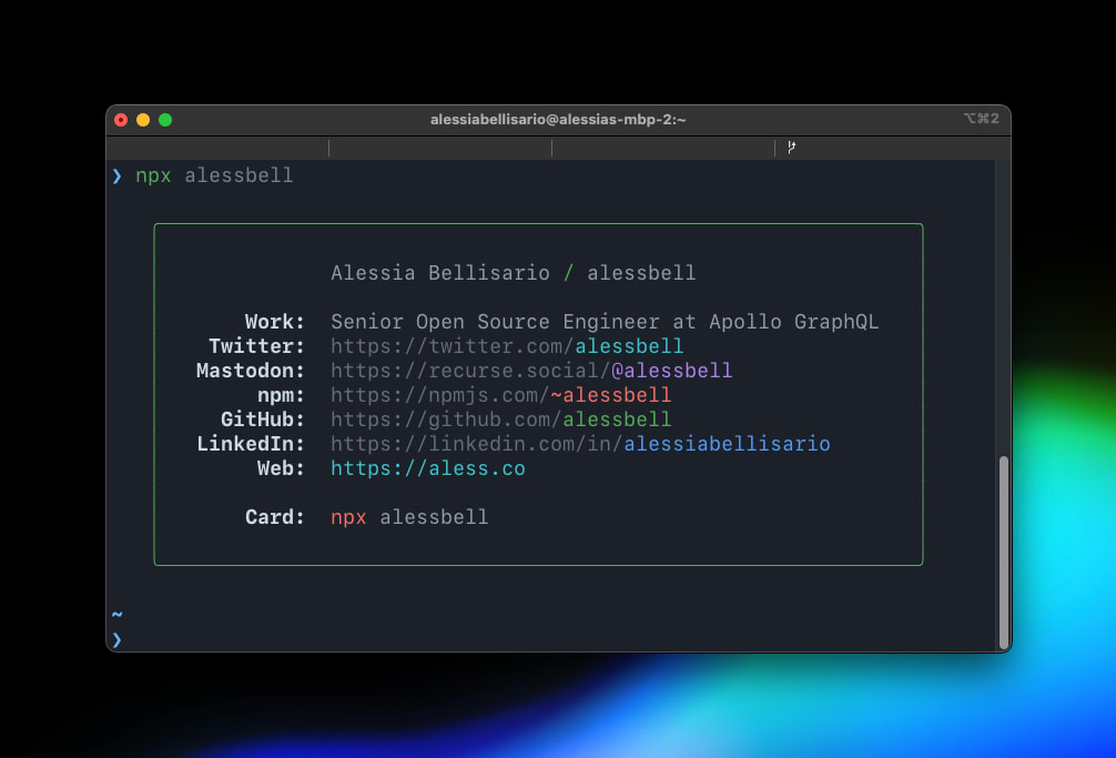 Alessia's npx card