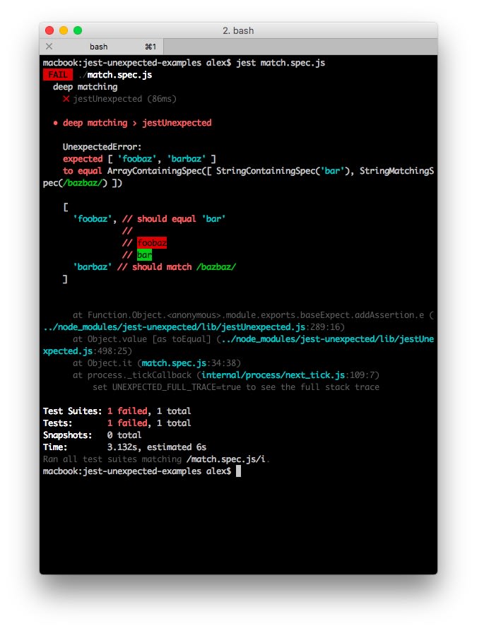 jestUnexpected match