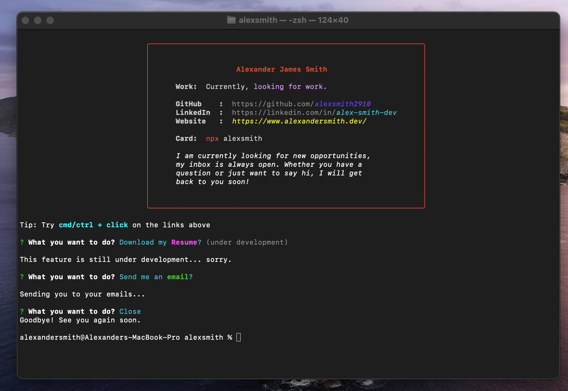npx alexsmith screenshot