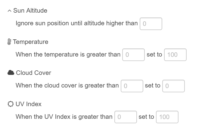 Blind Controller Properties Thresholds