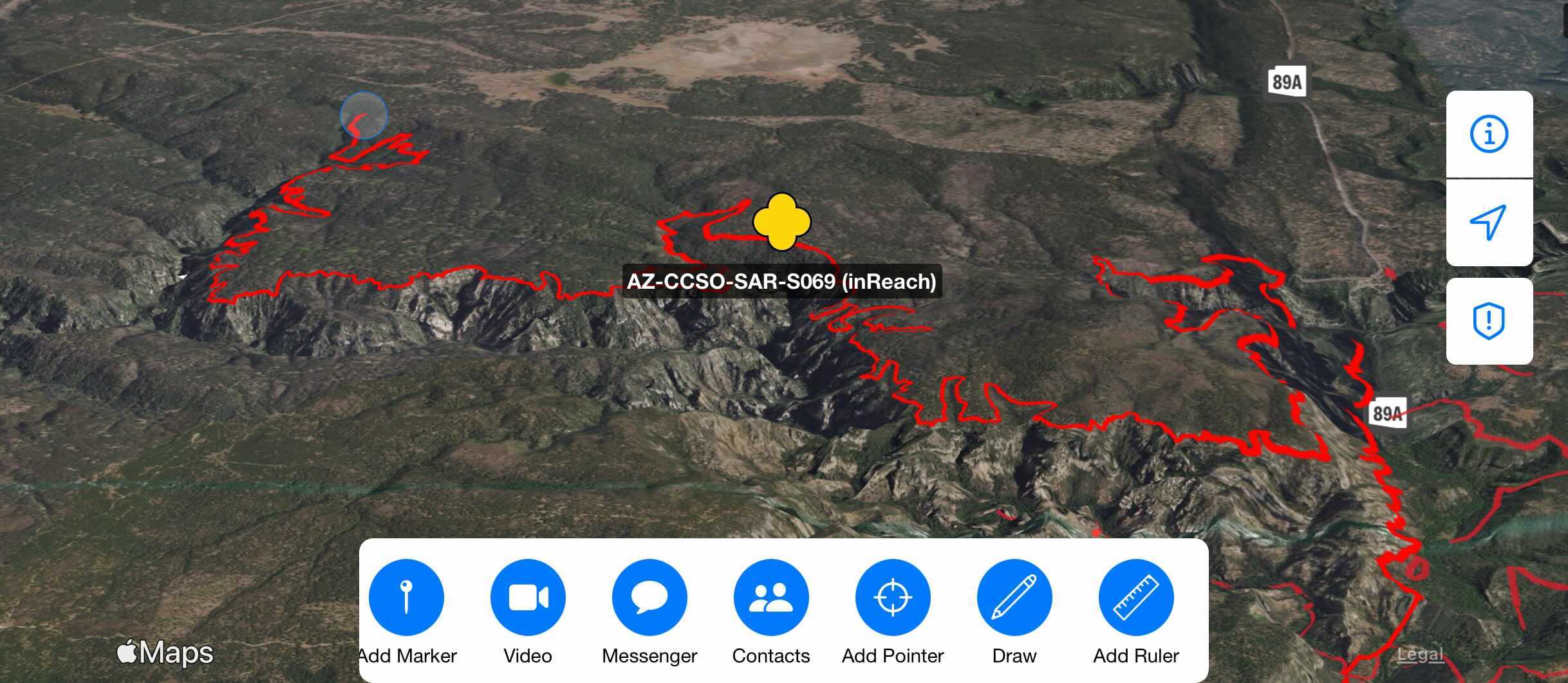 Screenshot of INRCOT being used on a Search Rescue mission in Arizona.