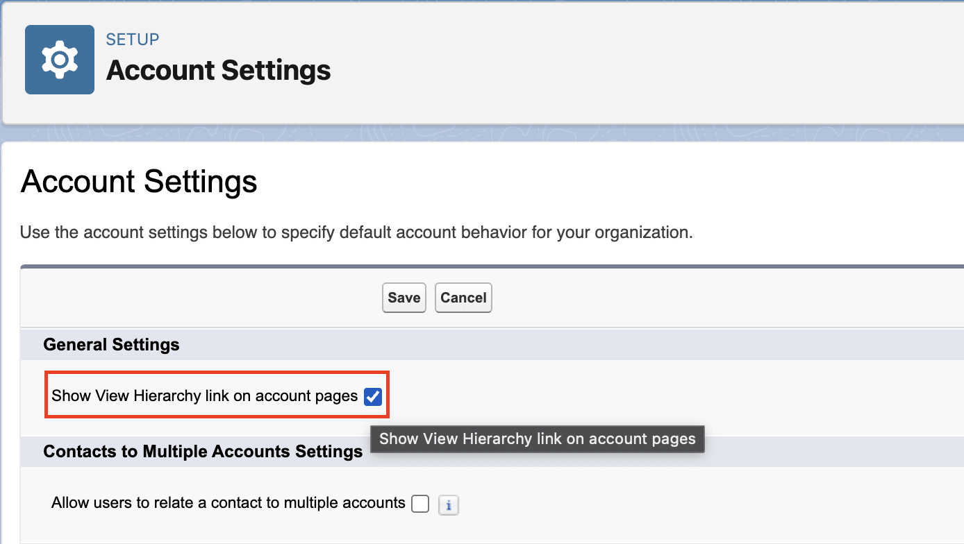 Account Settings in the Salesforce Setup Menu