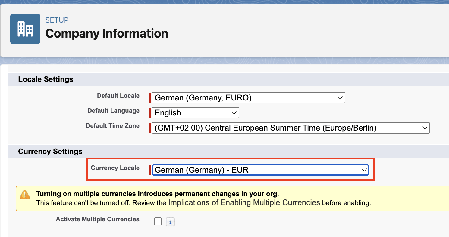 unsupported setting for currency locale