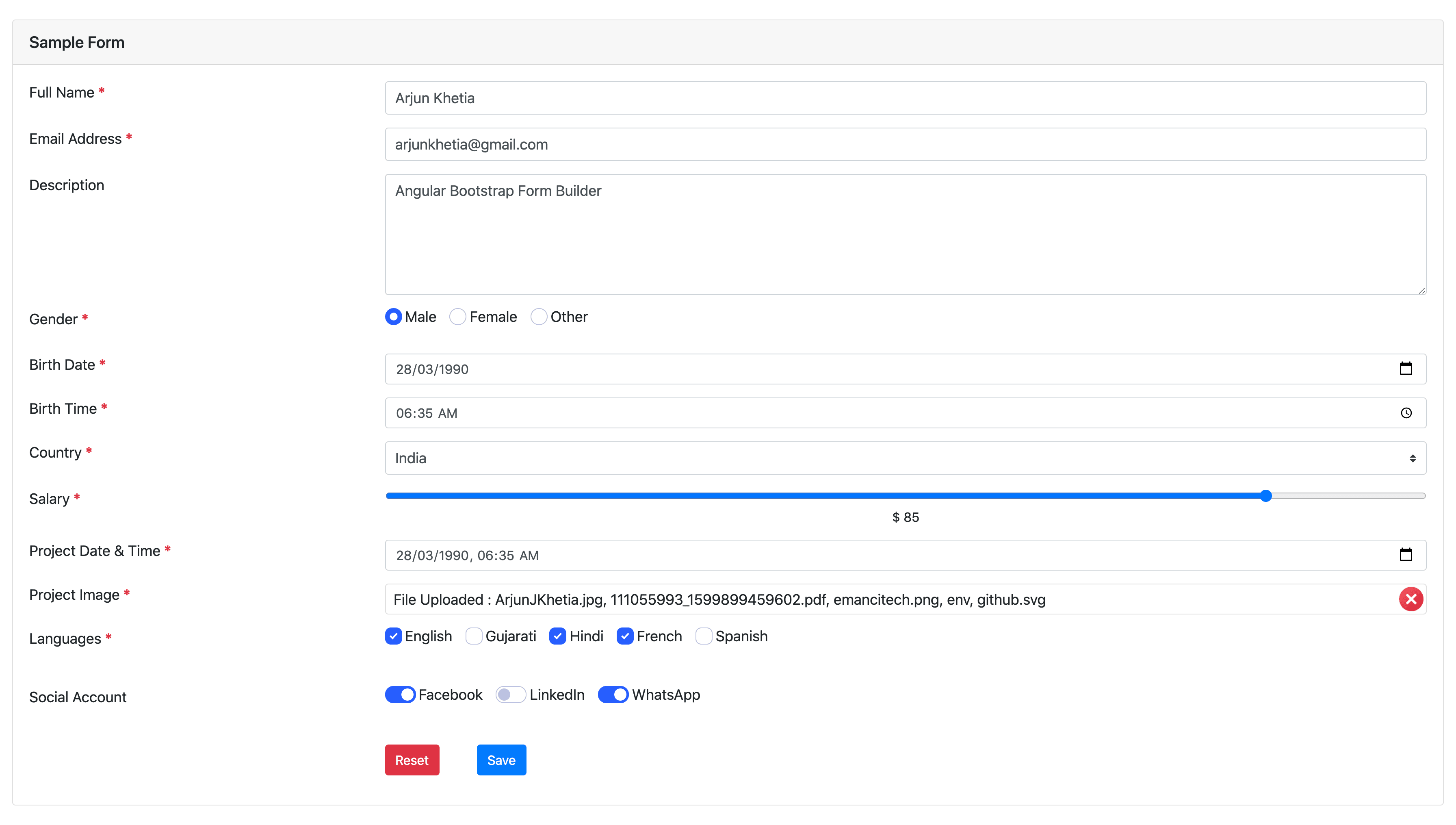 Filled Form