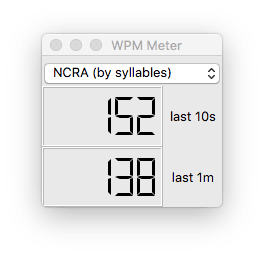 The WPM meter in
action