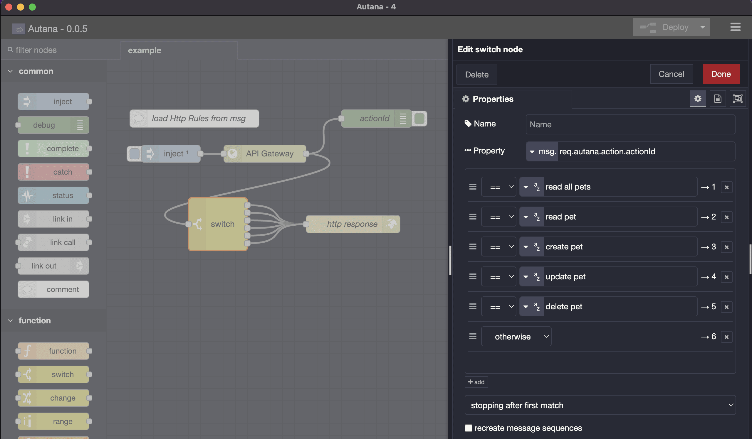 actionId filtering