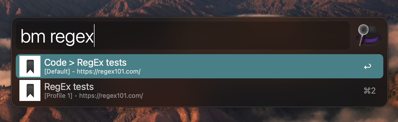 Alfred Search Bookmark