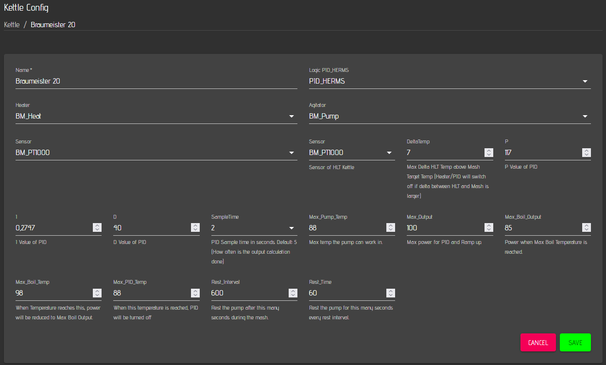 CBPi4 Settings