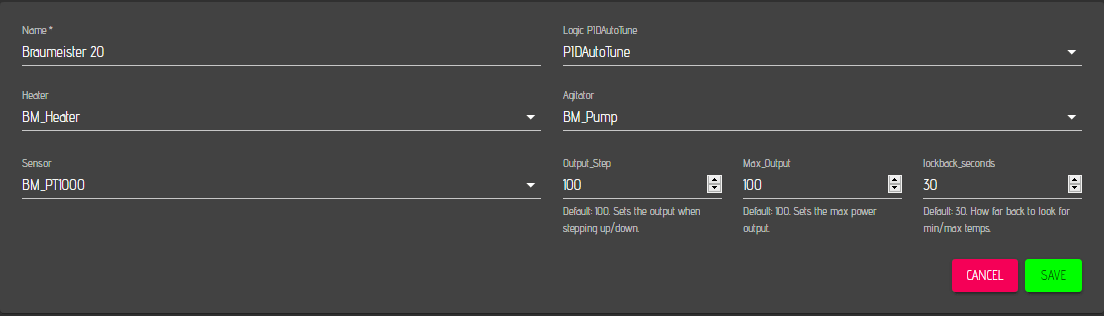PIDAutoTune Settings