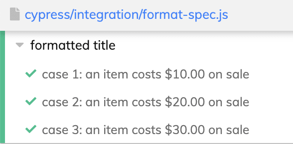 Formatted test titles