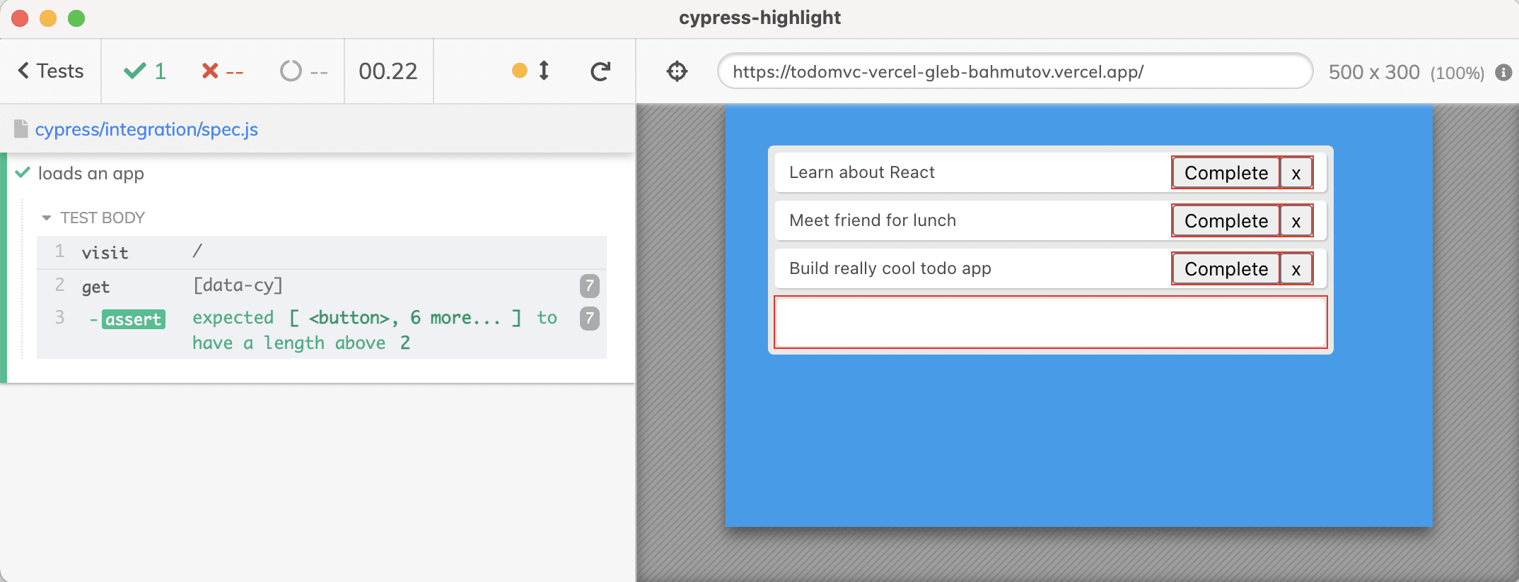 Image with highlighted elements that have data-cy attribute