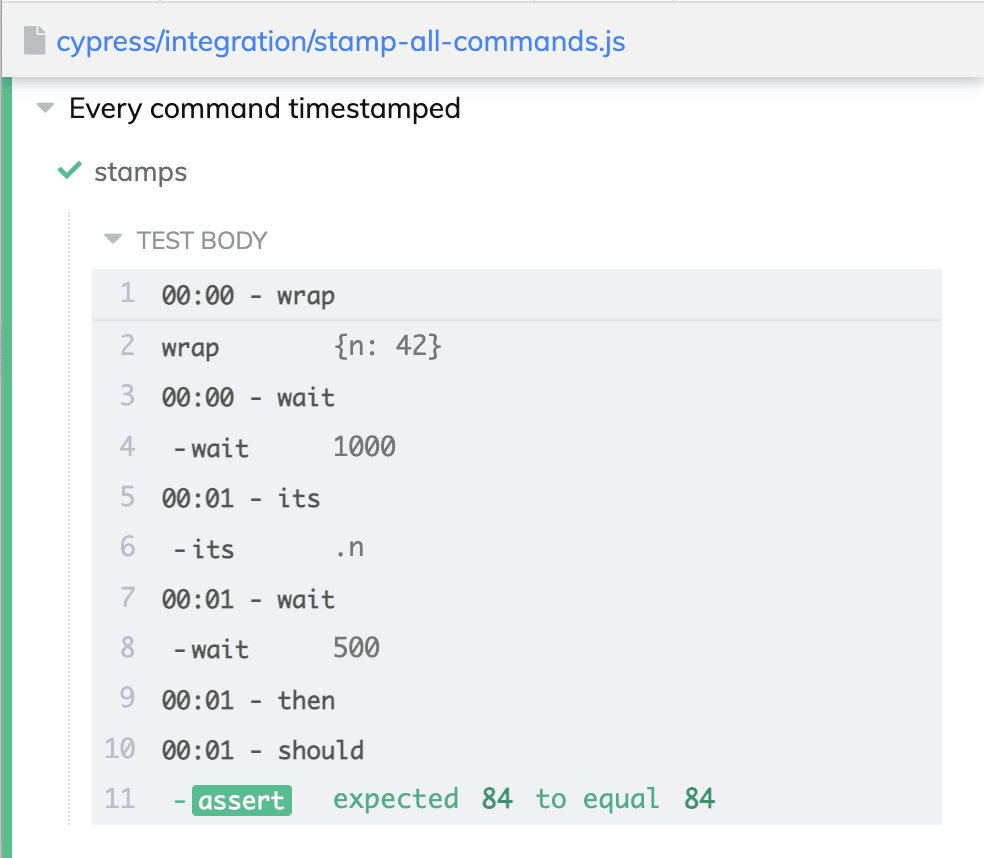 Elapsed time for every command