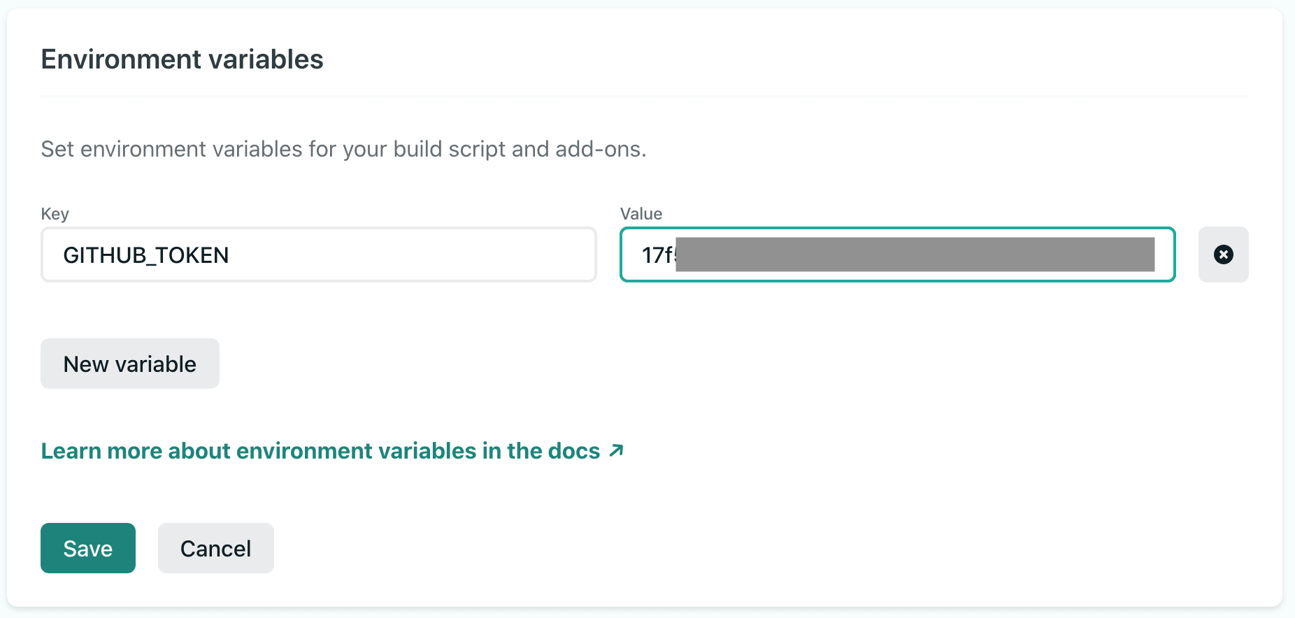 Set token in Netlify deploy settings