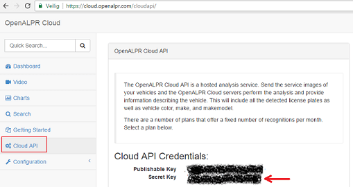 openalpr secretkey