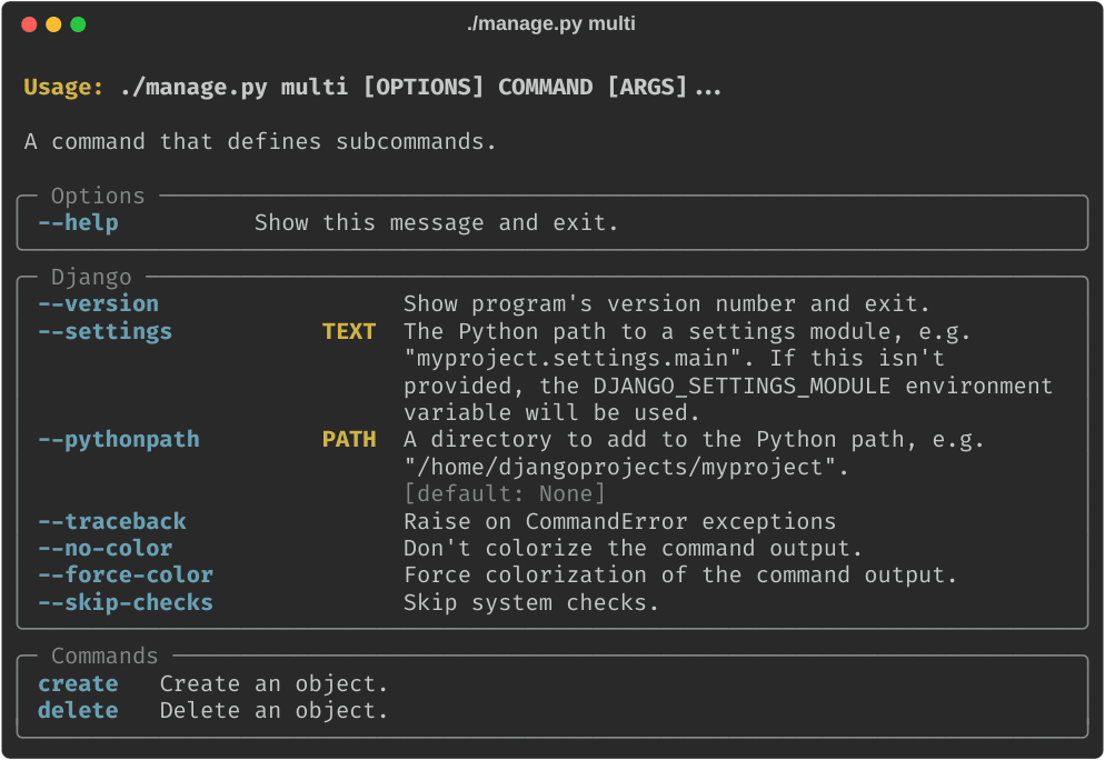 Multiple Subcommands Example