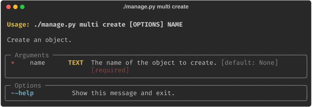 Multiple Subcommands Example - create