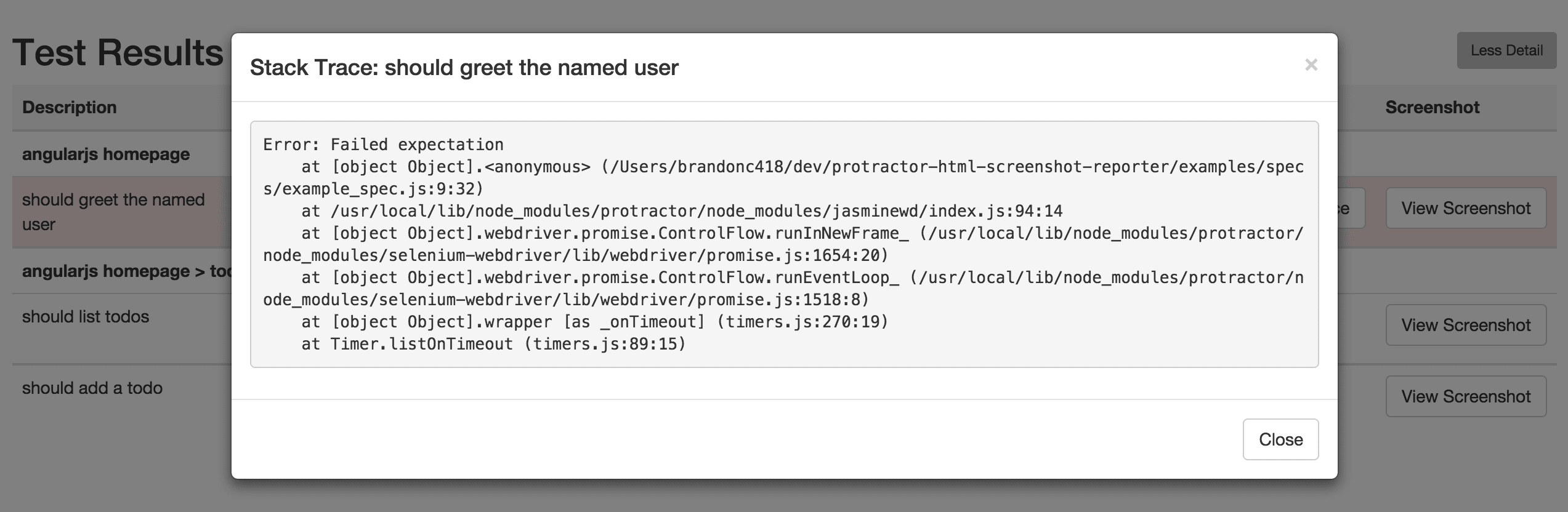 View Stacktrace