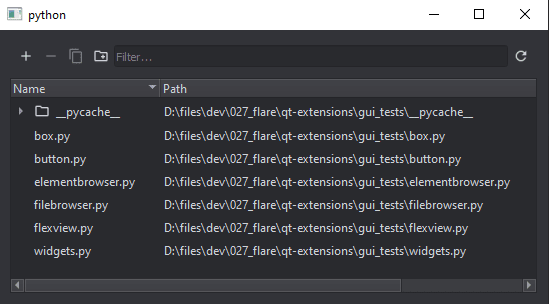Screenshot of the filebrowser widget