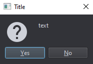 Screenshot of the messagebox widget