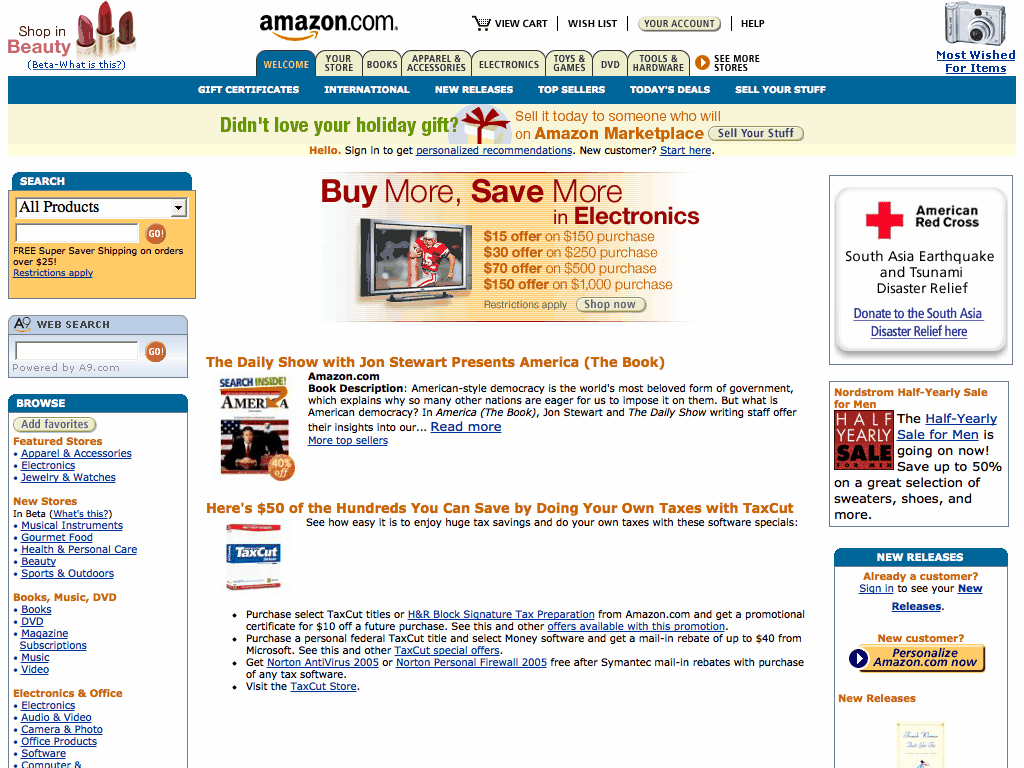 evolution of amazon.com over time