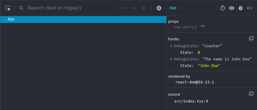 Output of useDebugState