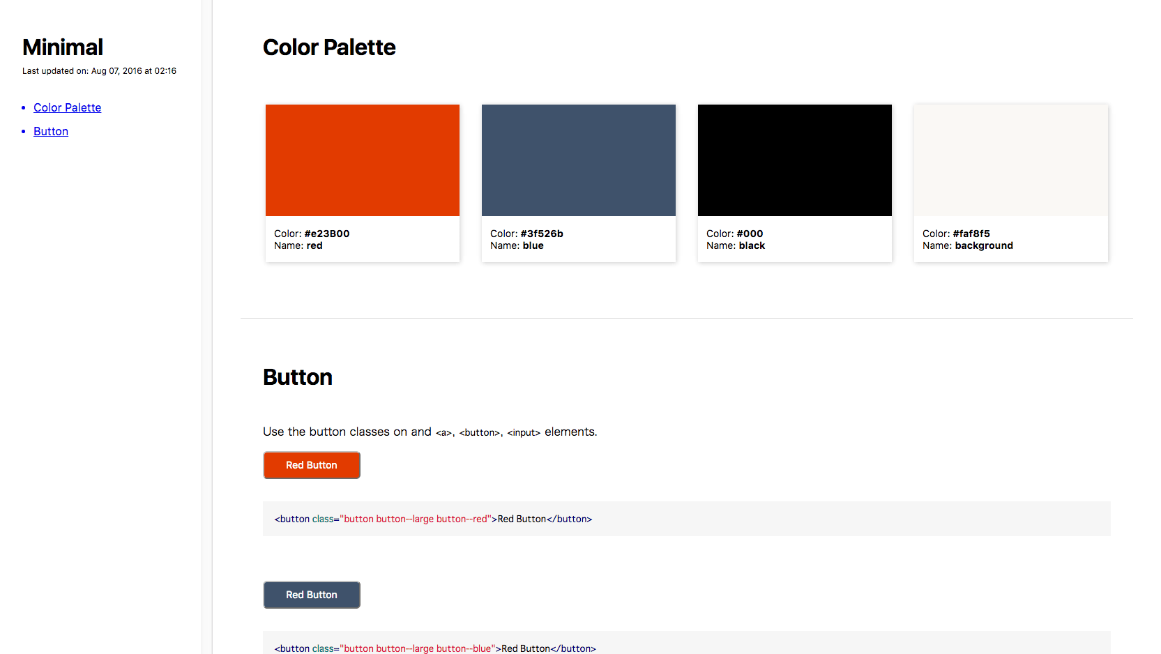 Default style guide design