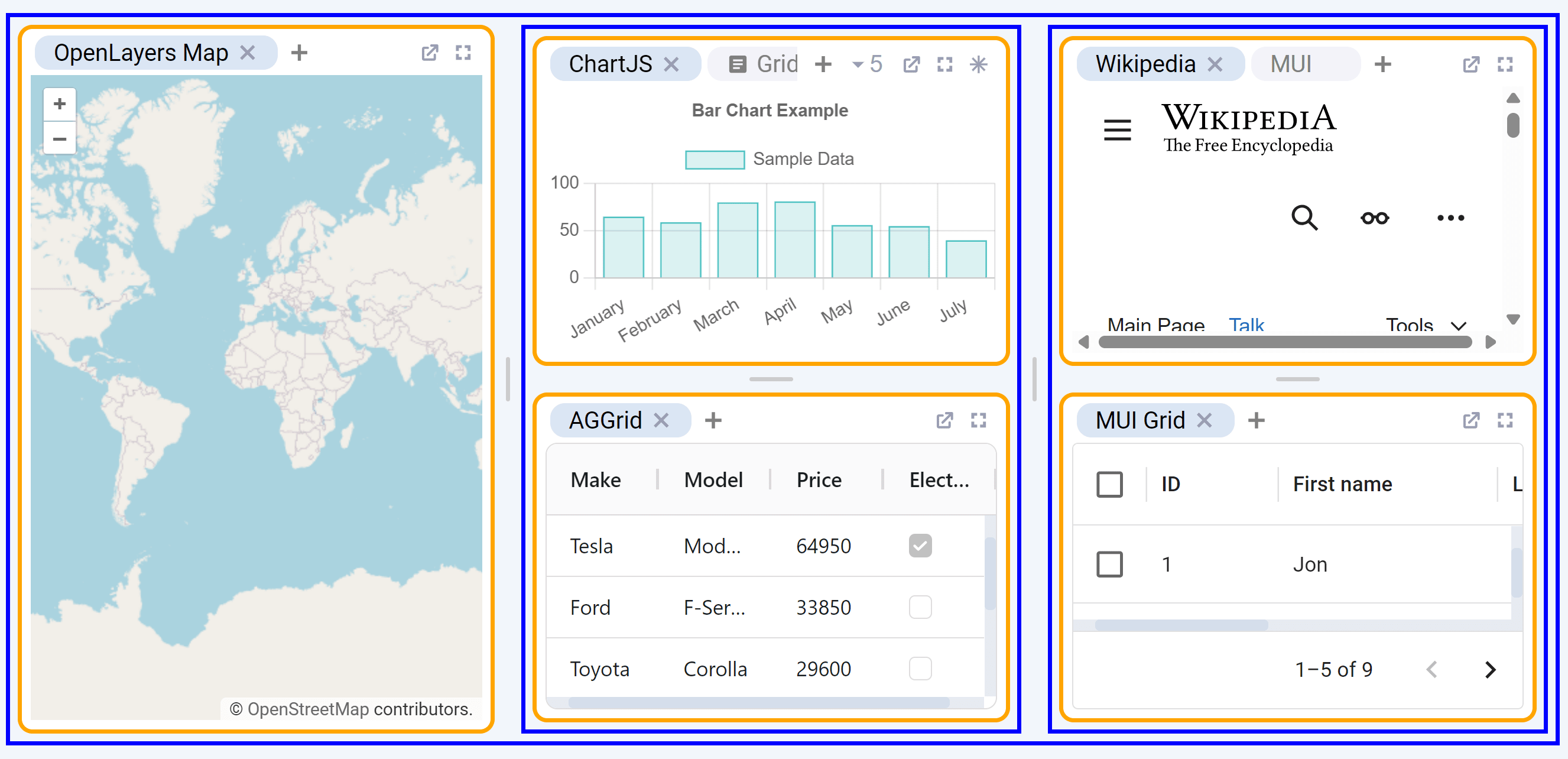 Demo showing layout FlexLayout Demo Showing Layout