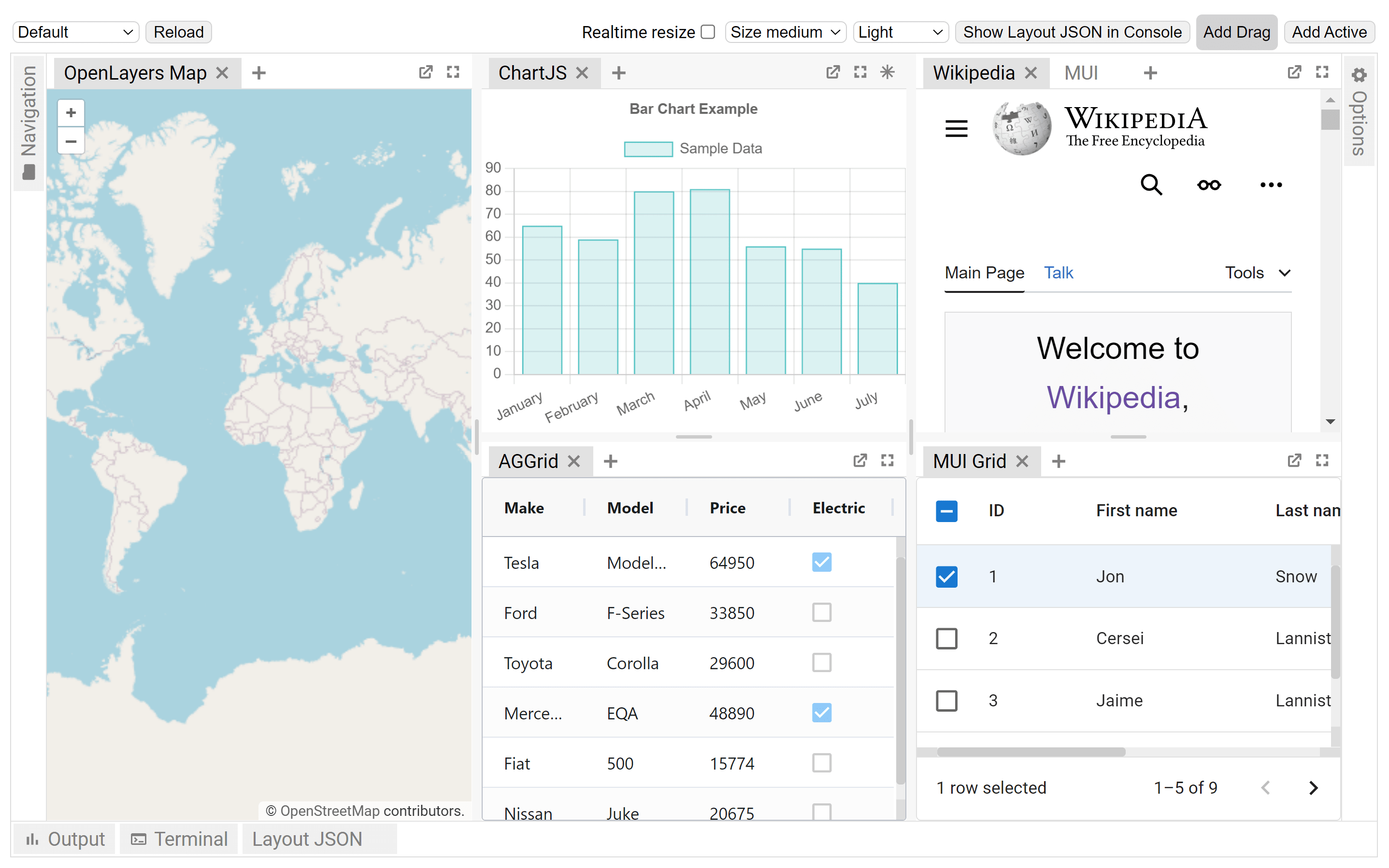 FlexLayout Demo Screenshot FlexLayout Demo Screenshot