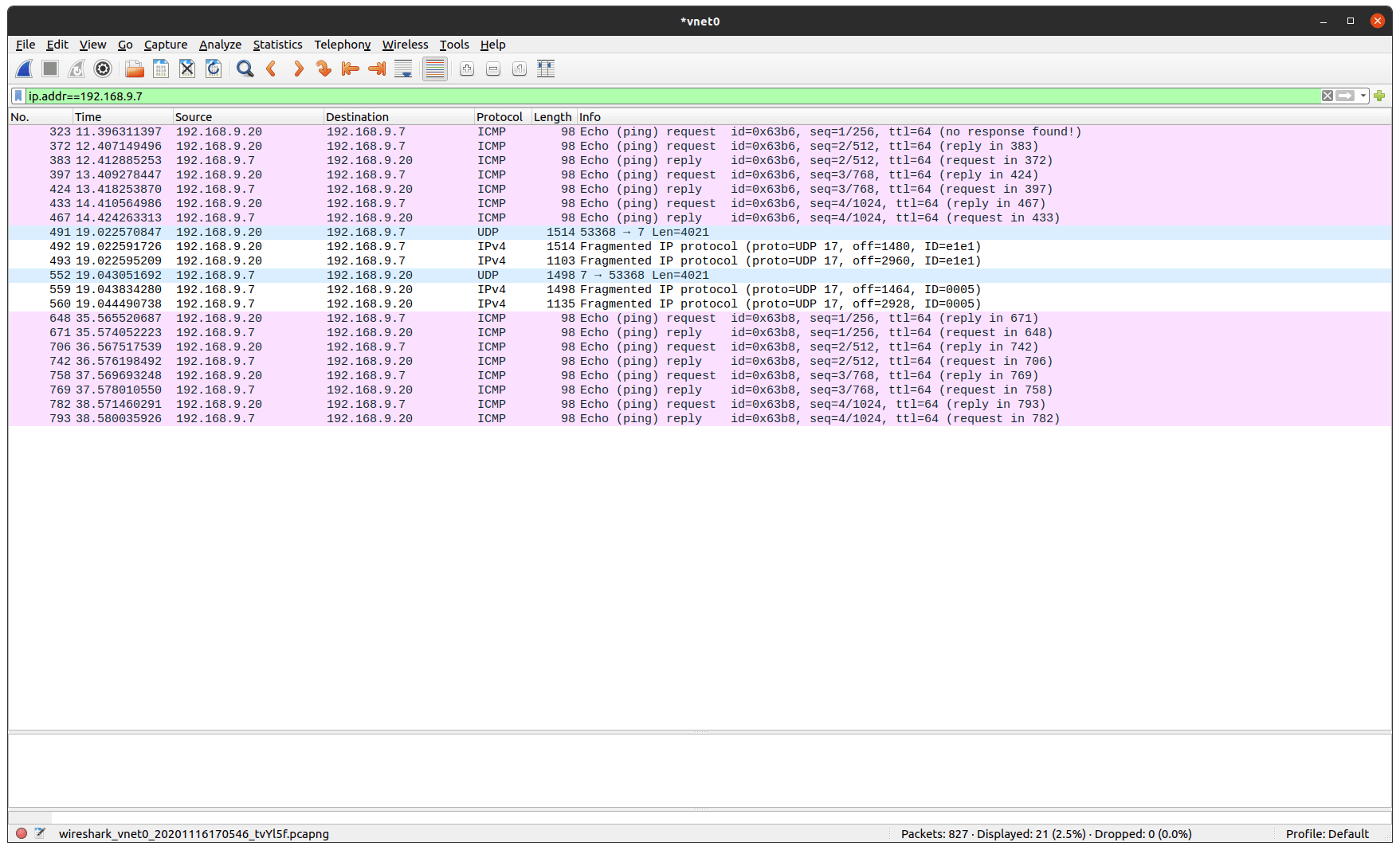 Sample PyTCP log output