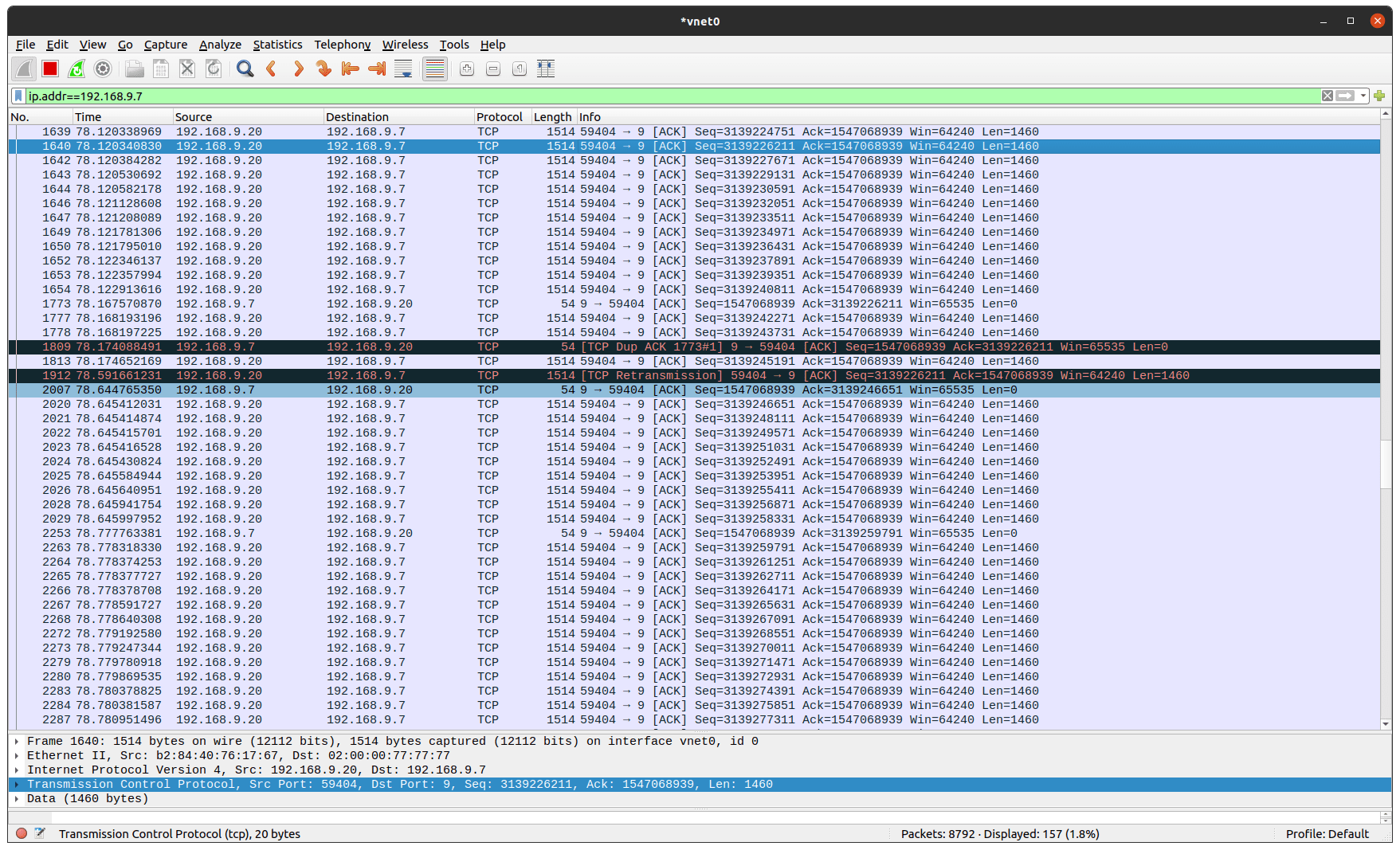 Sample PyTCP log output