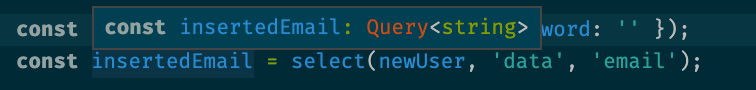 Image showing type inference of insertedEmail variable