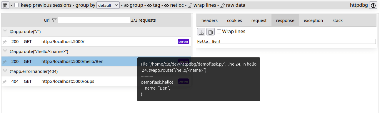 httpdbg 1.1.0 - pyhttpdbg -m flask --app demoflask run
