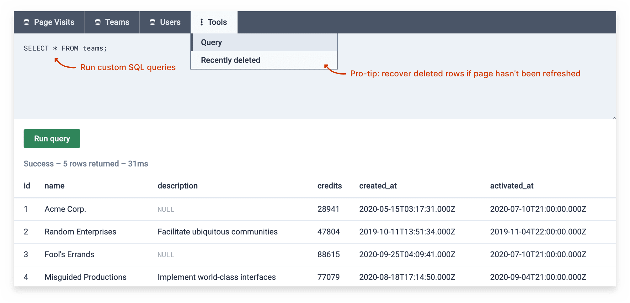 Run raw SQL queries