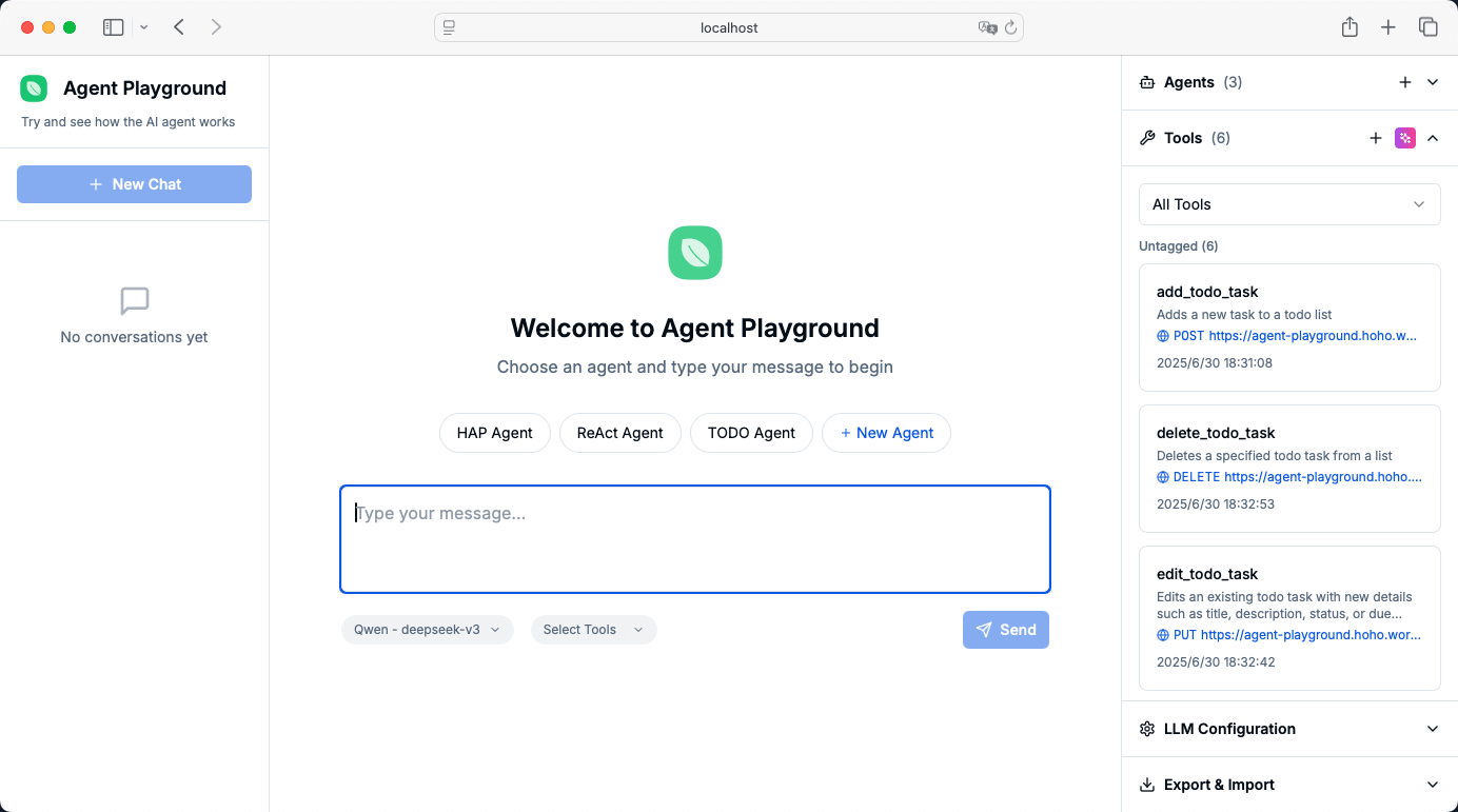 Screenshot of Agent Playground