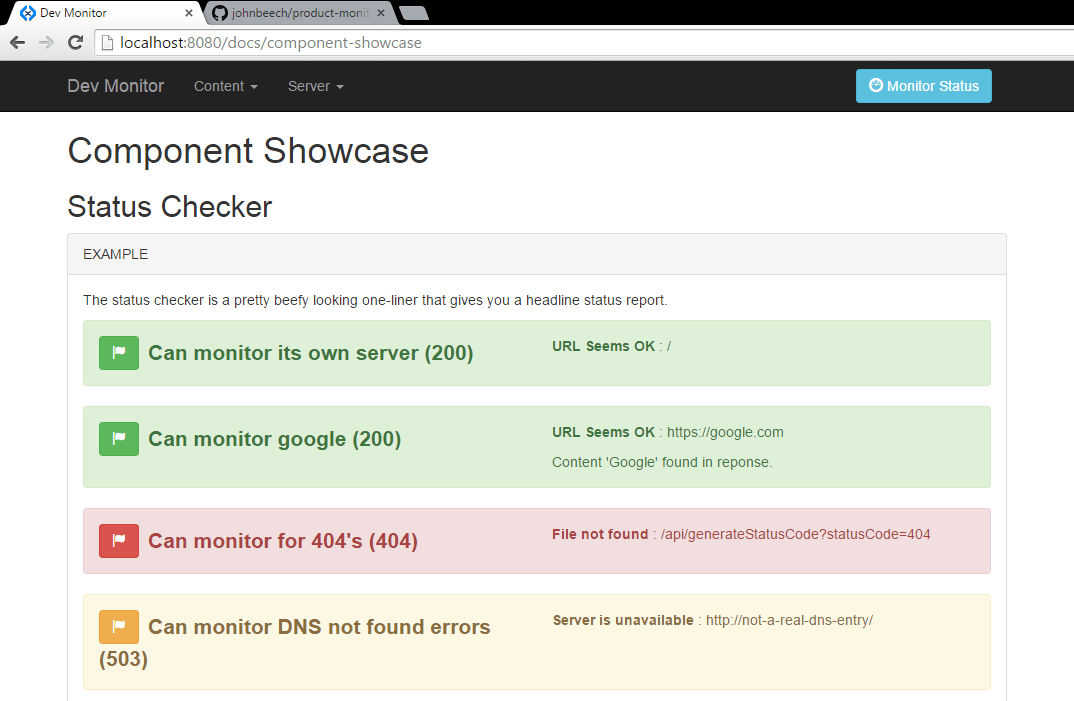 Product Monitor Example