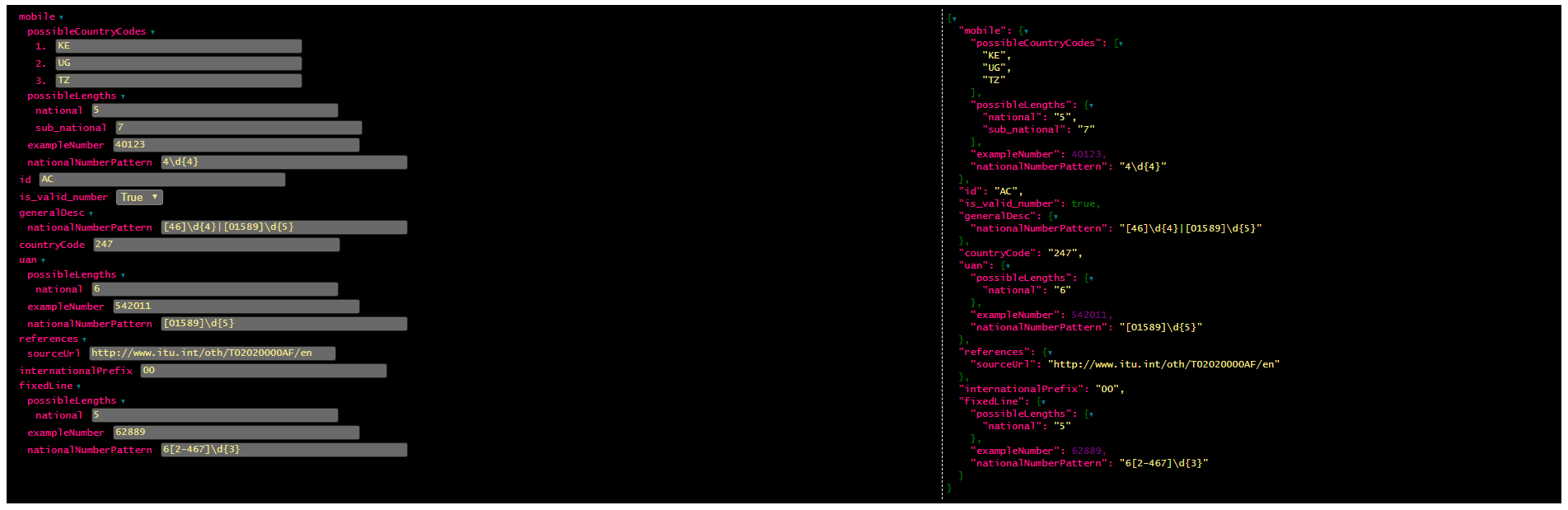 Styled JSON Editor Alt text