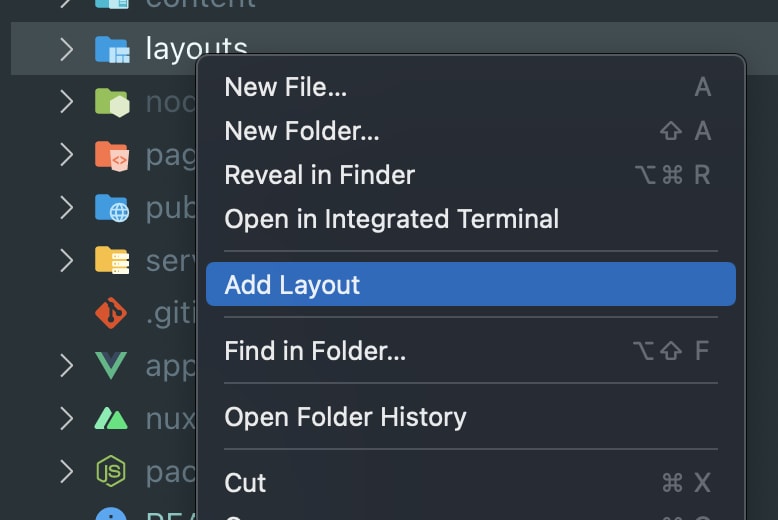 layout context menu